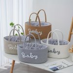 1PC Woven Storage Basket 3 Compartments Portable Storage Basket Feeding Bottle Diaper Mother Bag Utensils Organizer Basket Bathr