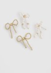 Pearl Bow Detail Earrings 2 Pack - Gold