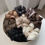 Vintage French Soild Color Hair Tie Ruffles Satin Scrunchies Elegant Imitation Silk Hair Ring