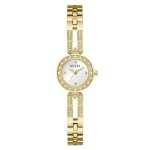 Guess Gold Tone Ladies Analog Watch With Crystal-studded Bracelet