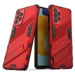 For Samsung Galaxy A73 5G Punk Armor 2 In 1 PC + Tpu Shockproof Phone Case With Invisible Holder Red