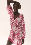 Tie-detail Dress - White Pink Floral