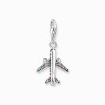 Charm Pendant With Colourful Aeroplane Silver