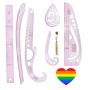 Craft Stationery 7 Piece Clothes Making Rulers Set & Heart Sticker