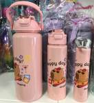 3 Piece Water Bottle Set - Purple