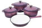 Smte Stunning 7 Piece New Design Dutch Pot Cookware Sets Cast Iron Fig With Keychain