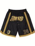 Men's Black Mamba 8 24 Basketball Shorts Retro Mesh Embroidered Stitched With Zipper Pockets Quick Dry Breathable Shorts For Men