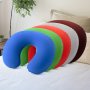 U-shaped Inflatable Travel Pillow - Soft Flocking Neck Support For Car & Airplane Hand Washable