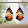 1 Pair Abstract Painting Colorful Mountain Peak Pattern Acrylic Drop Earrings For Women Long Wear Female Gift