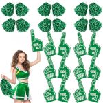 Leyndo 24 Pcs Giant Foam Finger And Pom Poms Cheerleading 18 In We're Number 1 Foam Hand Baseball Foam Fingers Team Cheer Foam F