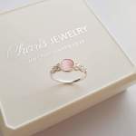 C1179-C36876 - 925 Sterling Silver Ring Light Pink Cat Eye - Size 8