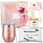 Jingmore 8 Pcs Graduation Gift Set For Women Including Tumbler Makeup Bag Soy Candle Keychain Bear Towel Greeting Card And Gift