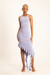 Elora Asymmetrical Ruffle Dress - Persian Violet - XS