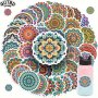 Gutbd 50PCS Vibrant Mandala Stickers - Waterproof Vinyl Decals For Laptops Water Bottles & More - Easy Apply Removable & Reusable