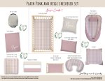 Cot Duvet Bedding Plain Pink And Beige Checkered Set