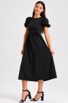 Dianna Puff Sleeve Rib Combo Midaxi Church Dress