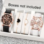 Elegant 4PCS Women's Fashion Watch Set With Quartz Movement & Heart Bracelets - Perfect Gift For Best Friends Graduation Birthda