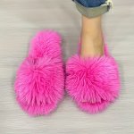 Women's Fluffy Furry Winter Slippers Solid Color Open Toe Soft Flat Shoes Cozy & Warm Home Floor Slippers