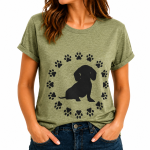 Dog Print T-Shirt Green Large DTS24