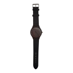 Gift Emporium Men's Wooden Face Watch With Black Leather Strap