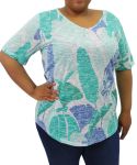 Ladies Printed Burnout Tee - 60 Blue