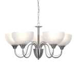 Gigi 5 Metal And Alabaster Glass Chandelier Light Satin Chrome