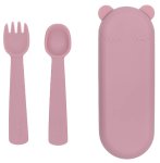 Baby Fork + Spoon Set With Travel Case - Dusty Rose