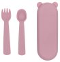 Baby Fork + Spoon Set With Travel Case - Dusty Rose