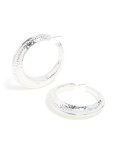 Silver Hammered Textured Hoop Earrings
