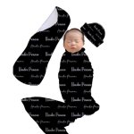 Wrap Set Swaddle Set Black With White Name