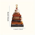 1PC Acrylic Stack Of Books Hanging Ornament With Golden Star Topper - Book Lover Gift Home Decor Keychain Accessory Durable 2D D