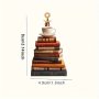 1pc Acrylic Stack Of Books Hanging Ornament With Golden Star Topper - Book Lover Gift Home Decor Keychain Accessory Durable 2D Design