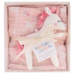 Unicorn Muslin Blanket And Stuffed Animal Set By