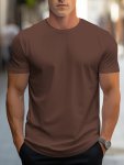 Solid Color Men's Round Neck Short Sleeve Tee Fashion Regular Fit T-Shirt Top For Spring Summer Holiday