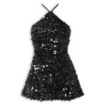 Black Embroidered Sequins Dress