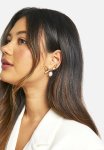 Oversized Bow Pearl Drop Earrings - Gold
