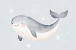Cute Whale - Wall Art Print - A1