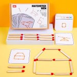 Montessori Matches Puzzles Game Wooden Toys Diy Math Geometry Board Game Logic Thinking Match Training Educational Toys For Kids