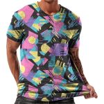 Fashion T Shirts For Men Vintage Graffiti Geometry Graphic Print Short Sleeve Summer Tops Stylish Fitted V Neck Casual Lightweig