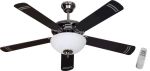 Sunbeam Brown Indoor Remote Controlled Ceiling Fan With 5 Blades And Light