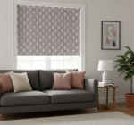 Retro Roller Blind In Dark Gray And Pink Lines