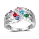 CRI103954 - 925 Sterling Silver Personalized Ring Names And Birthstones