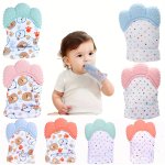 2PCS Breathable Silicone Teething Gloves Soothing Chew Mittens For Boys And Girls Suitable For 3 Months And Up