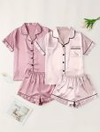 Women's Sweatshirt Two-pcs Set With Short Sleeves Shorts And Sweet Pajamas