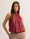 Jasmine Bubble Hem Halter Top - 18 Rosewood
