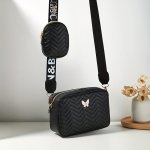 Fashionable Pu Shoulder Bag And Coin Purse With Zipper Closure Stripe Pattern Bag For Daily Use