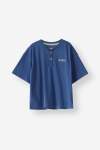 Loose Fit Henley Neck Tee - 10 Blue