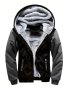 Warm Fleece Hooded Jacket Men's Casual Stretch Zip Up Jacket Coat For Fall