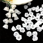 50 100PCS White Small Lily Wind Chime Flower Beads For Jewelry Making Diy Elegant Bracelet Necklace Ring Handmade Small Gift Cra