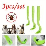 3PCS Tick Removal Tool Set For Pets - Abs Non-electric Tick Remover Tweezers For Cats Dogs & Horses - Easy-to-use Tick Extractor